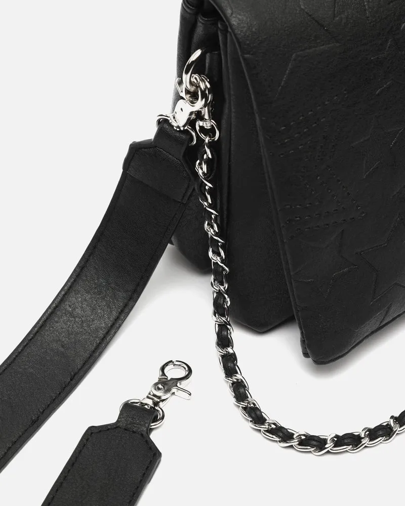 Starti bolso de hombro con solapa y grabado de estrellas con asa bandolera extraíble