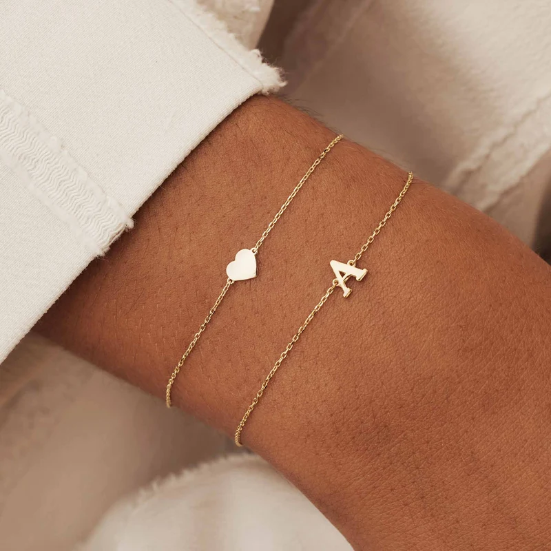 Isabel Bernard Le Marais Rachel 14 Karaat Gouden Initial Armband IB320101-A (Letter A)
