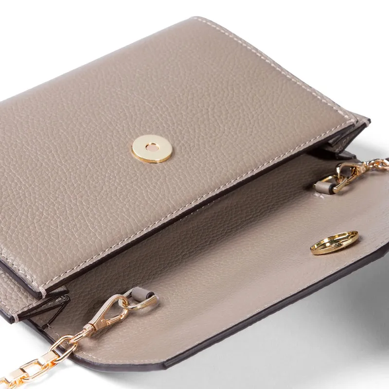 Isabel Bernard Honoré Lina Taupe Clutch Met Afneembare Schouderketting IB21135-078