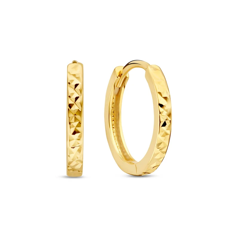 Beloro Jewels Regalo d'Amore 9 karaat gouden oorringen cadeauset met diamantgeslepen afwerking BO90042