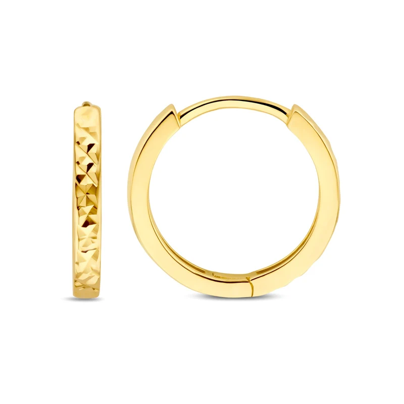 Beloro Jewels Regalo d'Amore 9 karaat gouden oorringen cadeauset met diamantgeslepen afwerking BO90042