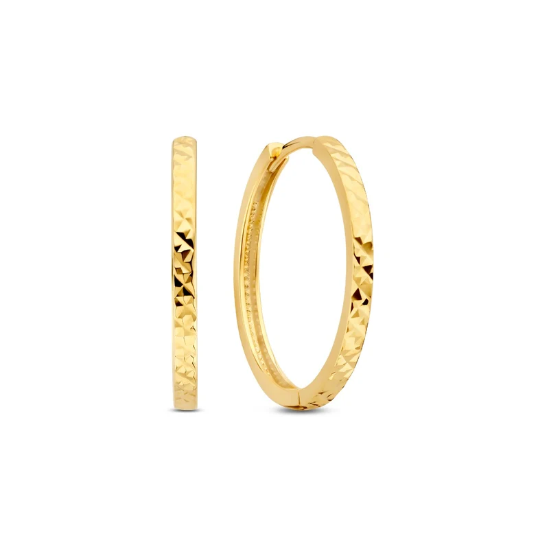 Beloro Jewels Regalo d'Amore 9 karaat gouden oorringen cadeauset met diamantgeslepen afwerking BO90042