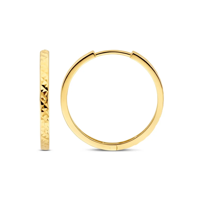 Beloro Jewels Regalo d'Amore 9 karaat gouden oorringen cadeauset met diamantgeslepen afwerking BO90042
