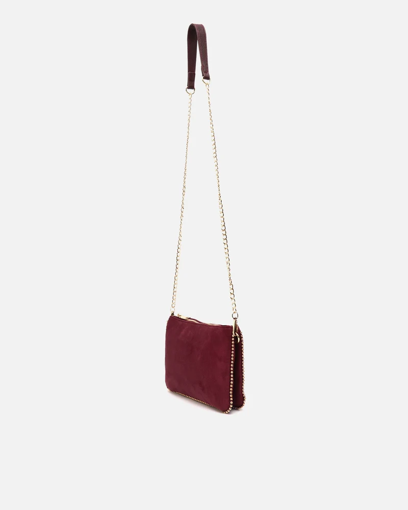 Boleo bolso bandolera efecto ante y con detalles metálicos