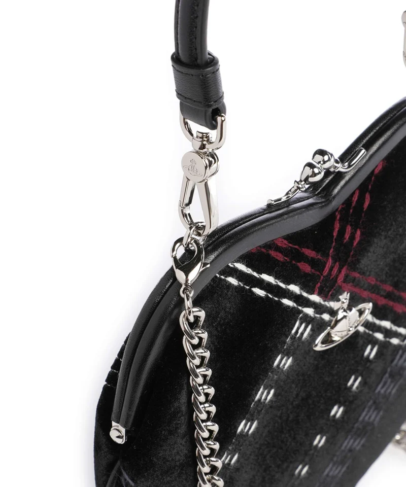 Vivienne Westwood Belle Heart Frame Velvet Check Bolso de mano black/multicolor