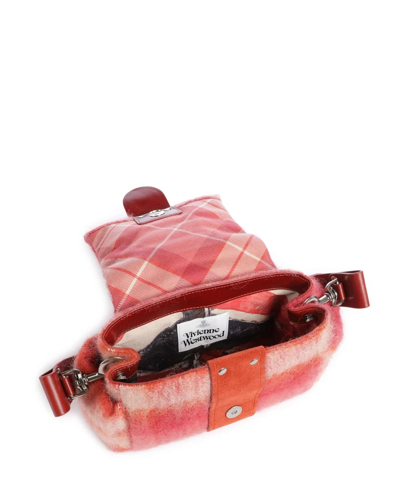 Vivienne Westwood Hazel Treasure Tartan Mohair Bolso de hombro fraser pink