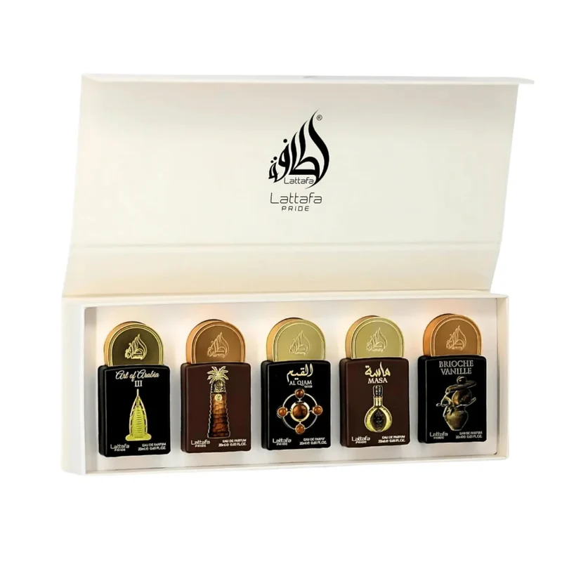 Lattafa Pride Gift Set EDP 5 x 20 ML Art of Arabia III + Ajwaa + Al Qiam Gold + Masa + Brioche Vanille
