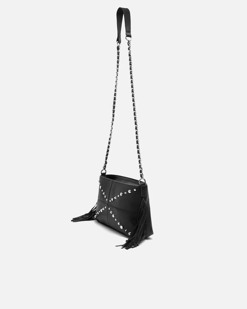Anabelas bolso bandolera con detalles metálicos y flecos