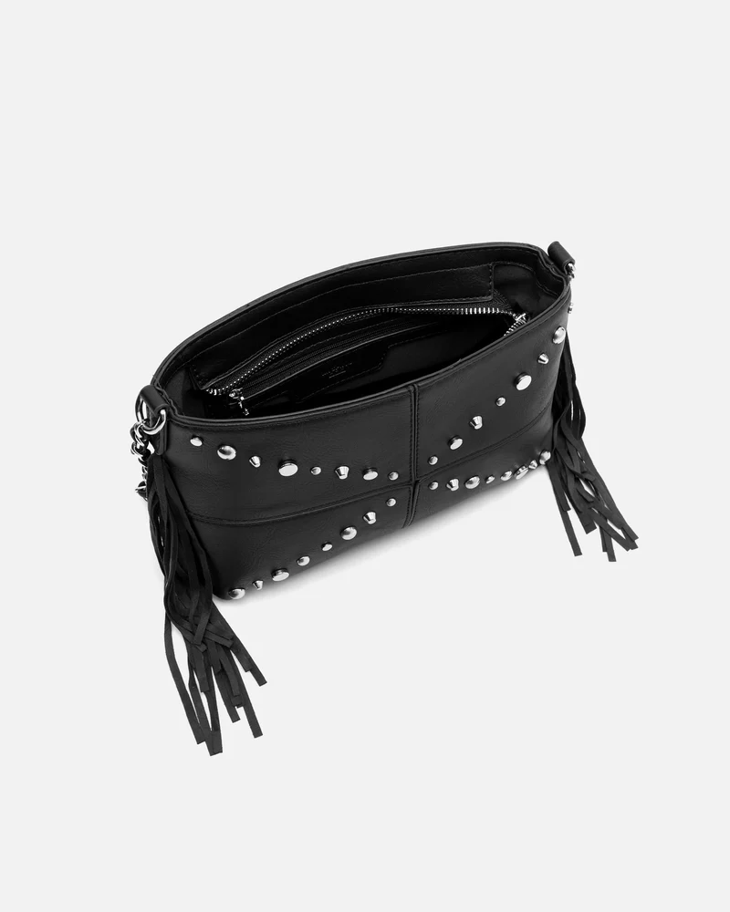Anabelas bolso bandolera con detalles metálicos y flecos