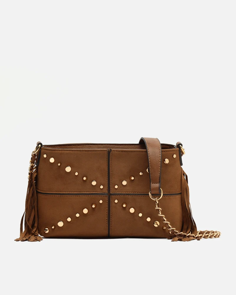 Anabelas-1 bolso bandolera efecto ante con detalles metálicos y flecos