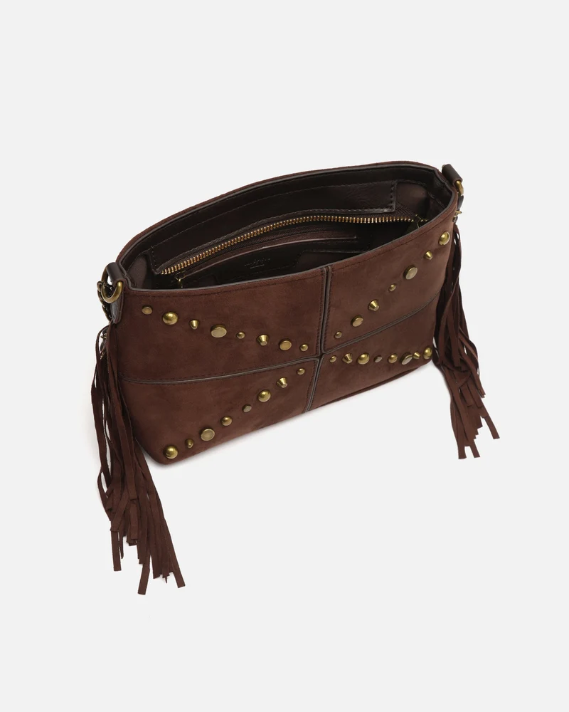 Anabelas-1 bolso bandolera efecto ante con detalles metálicos y flecos