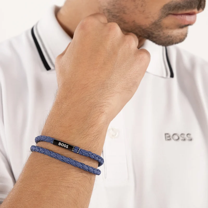 Hugo Boss Synthetische Vezel Blauwe Heren Gevlochten Armband HBJ1580800