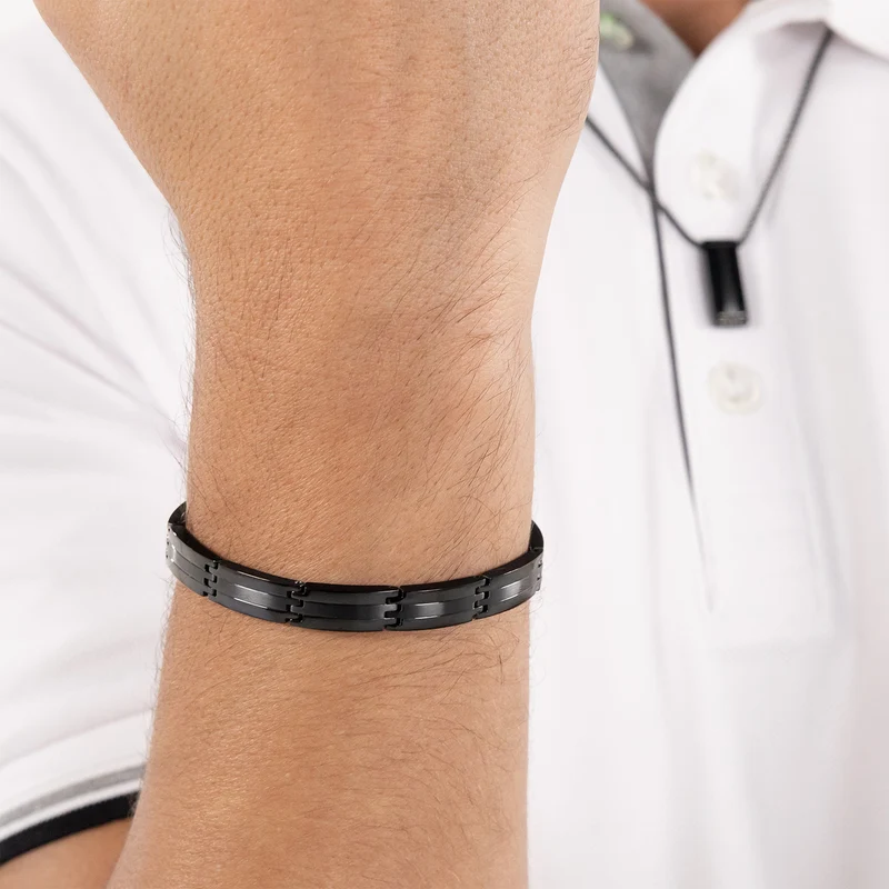 Hugo Boss Roestvrij Staal Zwarte Heren Schakelarmband HBJ1580804