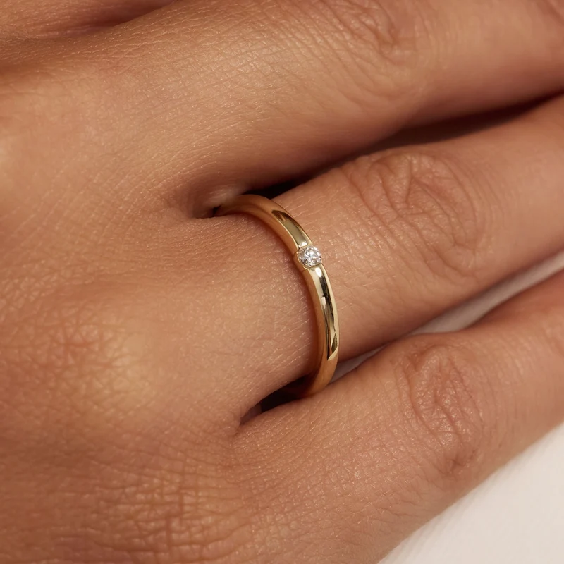 Isabel Bernard De la Paix Mia 14 karat gold ring with diamond 0.05 carat IBD330046-56