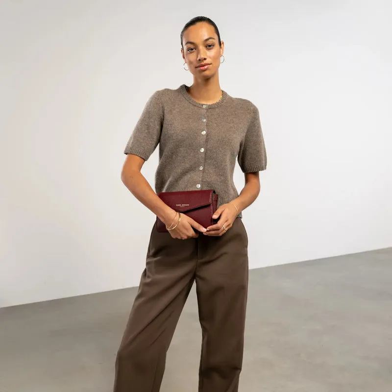 Isabel Bernard Honoré Lina Bordeauxrode Clutch Met Afneembare Schouderketting IB21135-052
