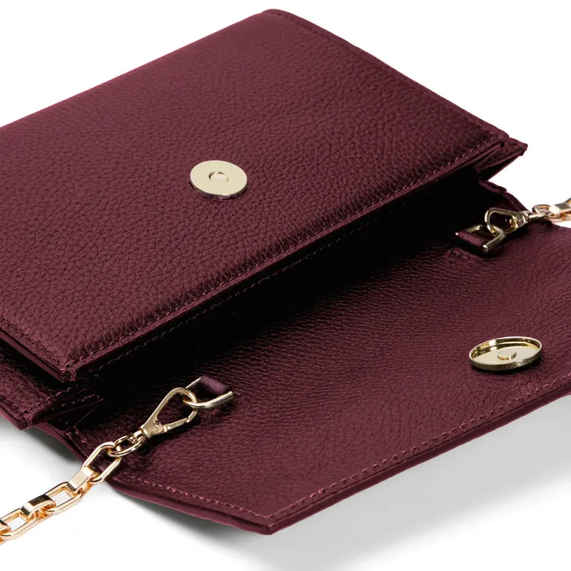 Isabel Bernard Honoré Lina Bordeauxrode Clutch Met Afneembare Schouderketting IB21135-052