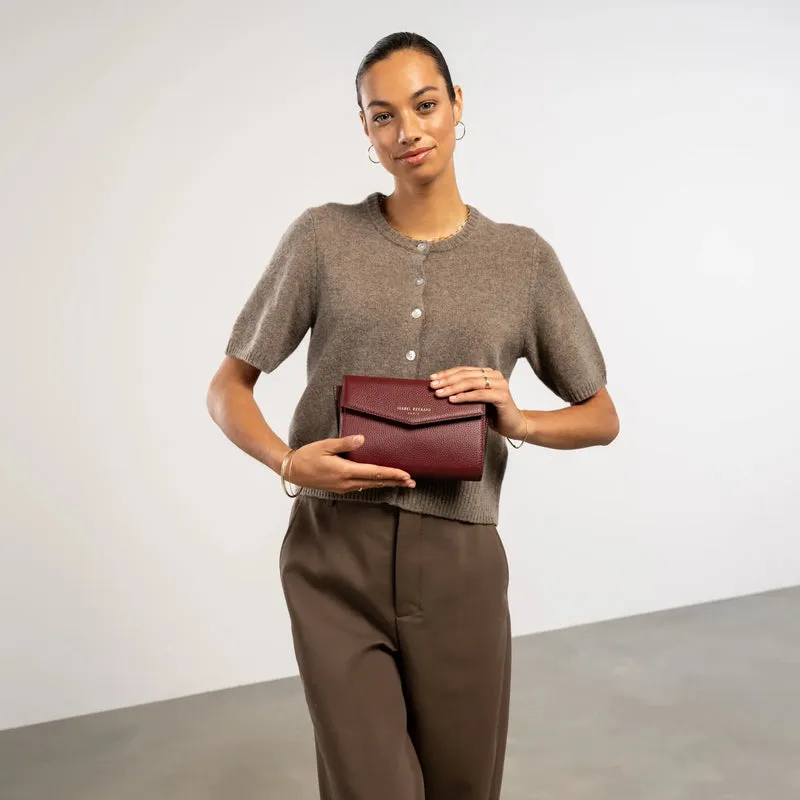 Isabel Bernard Honoré Lina Bordeauxrode Clutch Met Afneembare Schouderketting IB21135-052