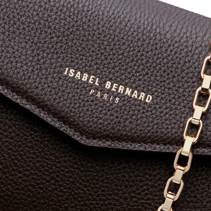 Isabel Bernard Honoré Lina Donkerbruine Clutch Met Afneembare Schouderketting IB21135-031