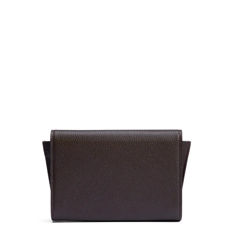 Isabel Bernard Honoré Lina Donkerbruine Clutch Met Afneembare Schouderketting IB21135-031