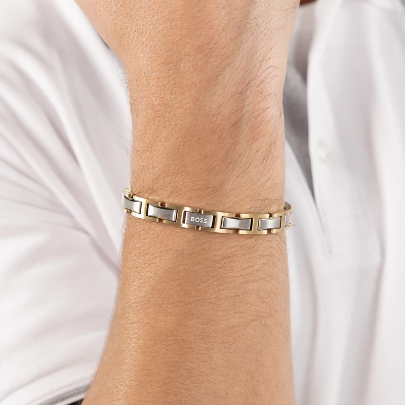 Hugo Boss Roestvrij Staal Bicolor Heren Schakelarmband HBJ1580793