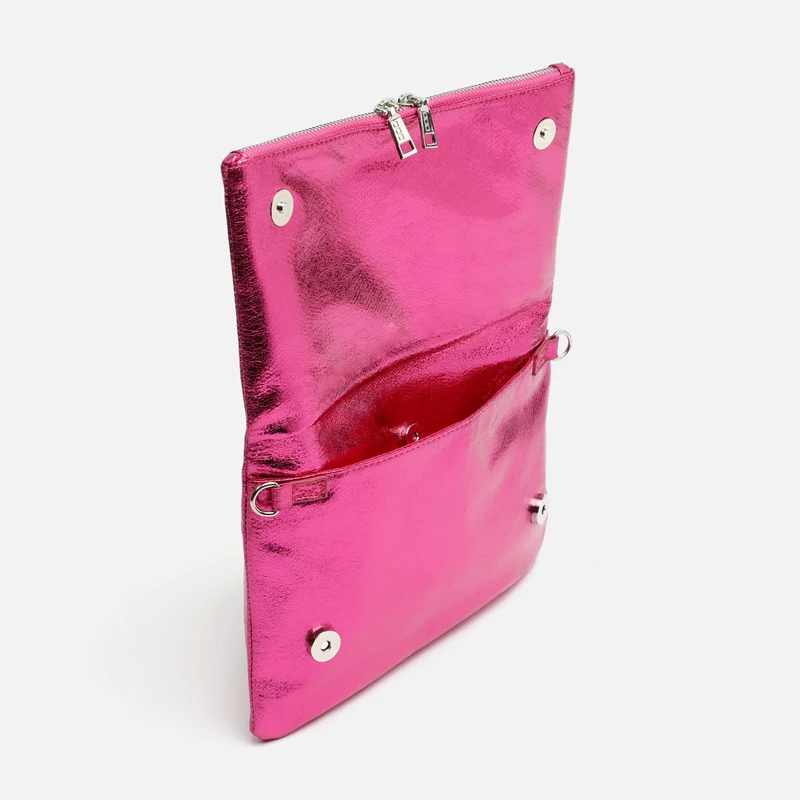 Nagiva bolso bandolera de fiesta con doble correa y acabado metalizado ED.