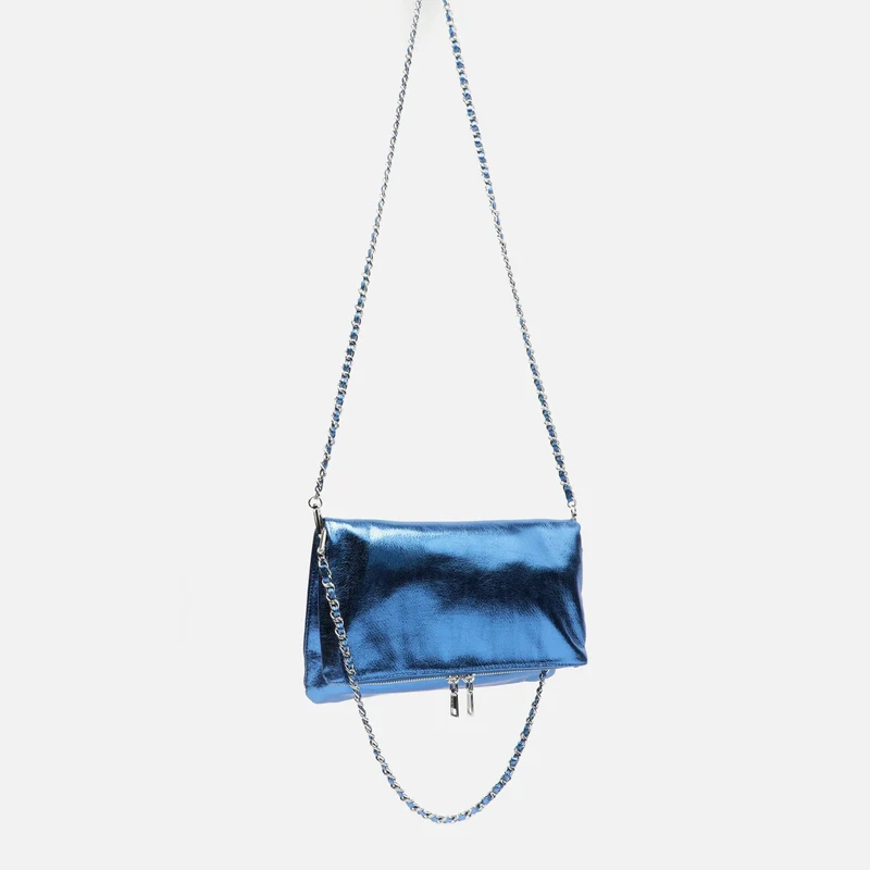 Nagiva bolso bandolera de fiesta con doble correa y acabado metalizado ED.