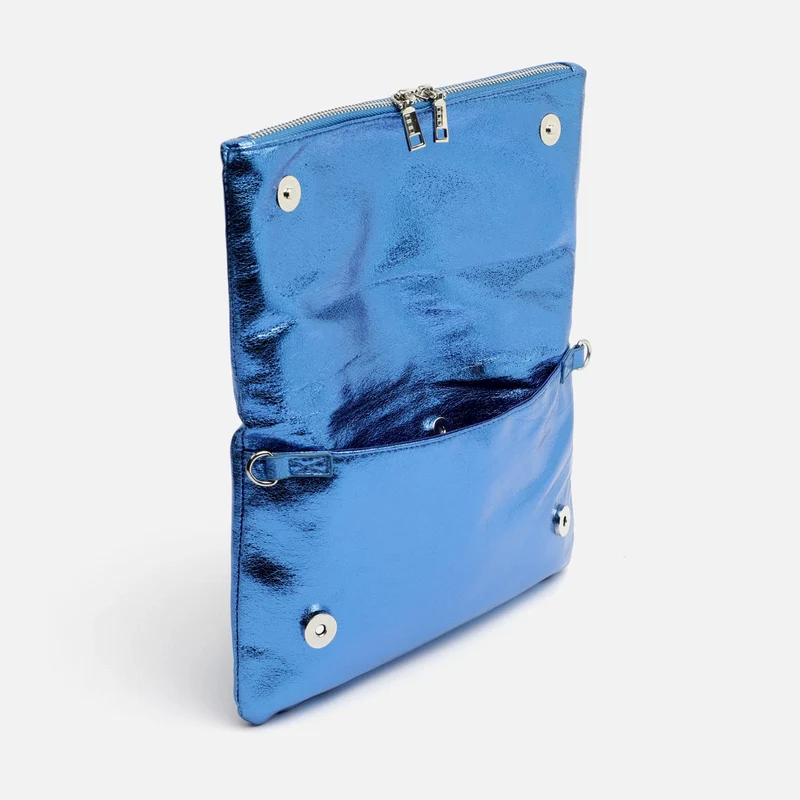 Nagiva bolso bandolera de fiesta con doble correa y acabado metalizado ED.