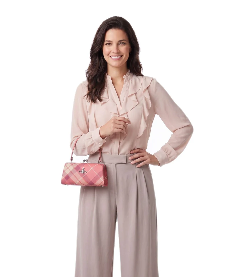 Vivienne Westwood Doll Frame Buccia D'Arancia XL Bolso de mano fraser pink