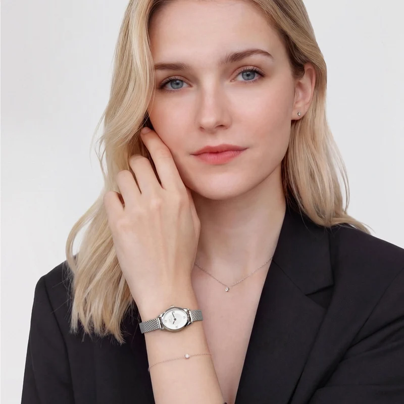 Daniel Wellington Ophelia Mini Mesh Witte Zilveren Dameshorloge DW00100938
