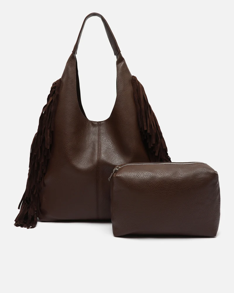 Frinpo bolso hobo con neceser extraíble y detalle flecos