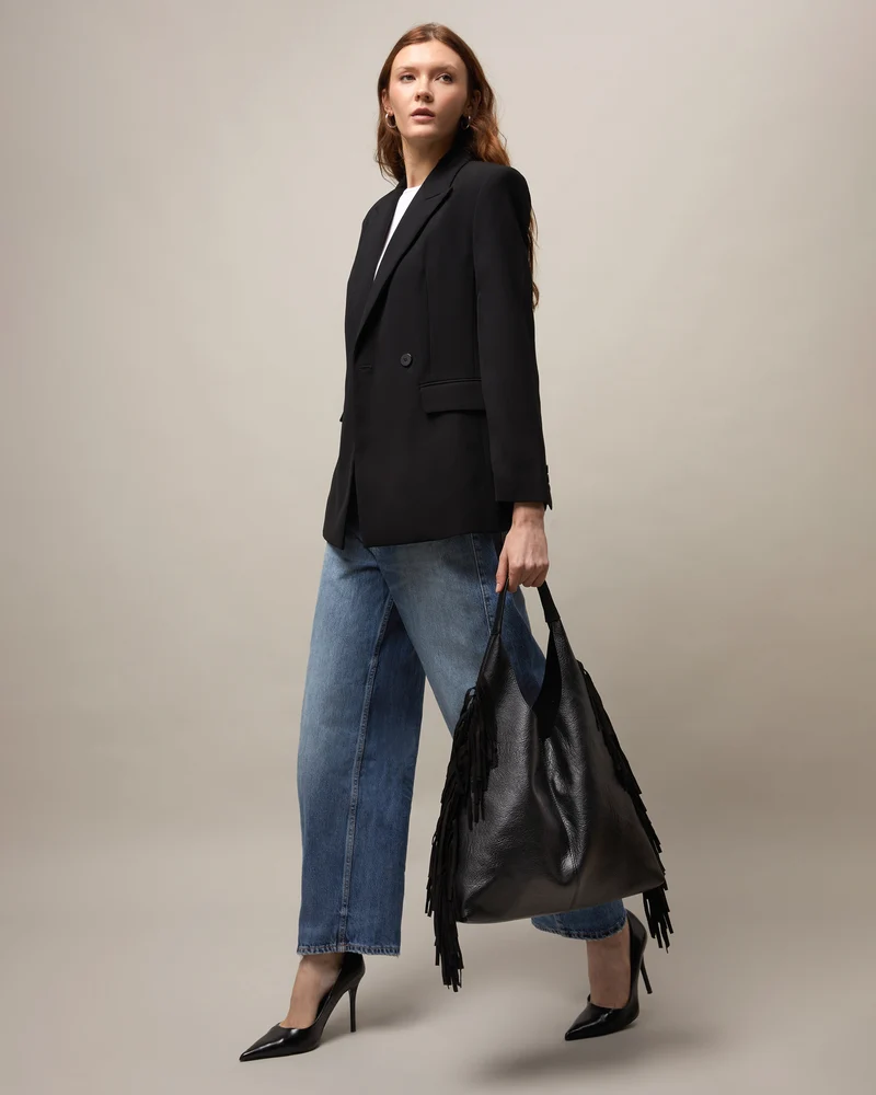 Frinpo bolso hobo con neceser extraíble y detalle flecos