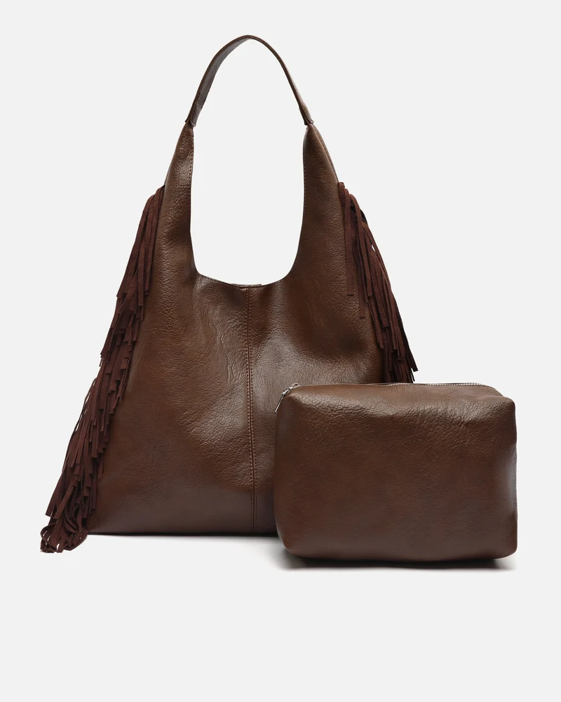 Frinpo bolso hobo con neceser extraíble y detalle flecos