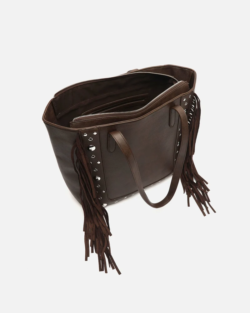 Catrinas bolso shopper grande con detalles metálicos y flecos