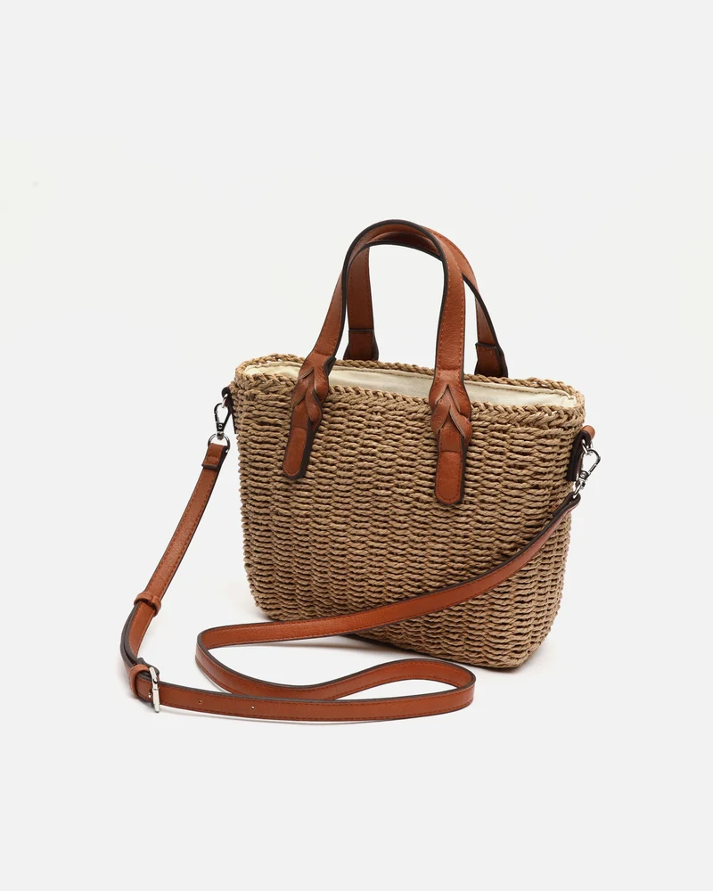 Picasi bolso tote pequeño efecto rafia con asa bandolera extraíble
