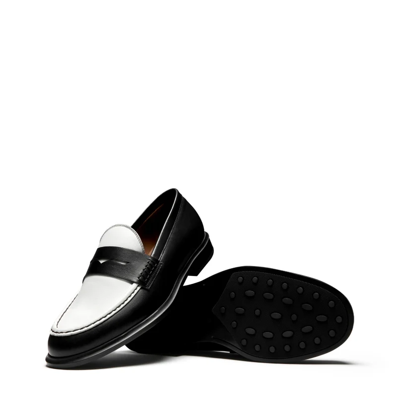 Isabel Bernard Vendôme Blandine Zwart en Wit Kalfsleren Loafers IB51015-10176-37