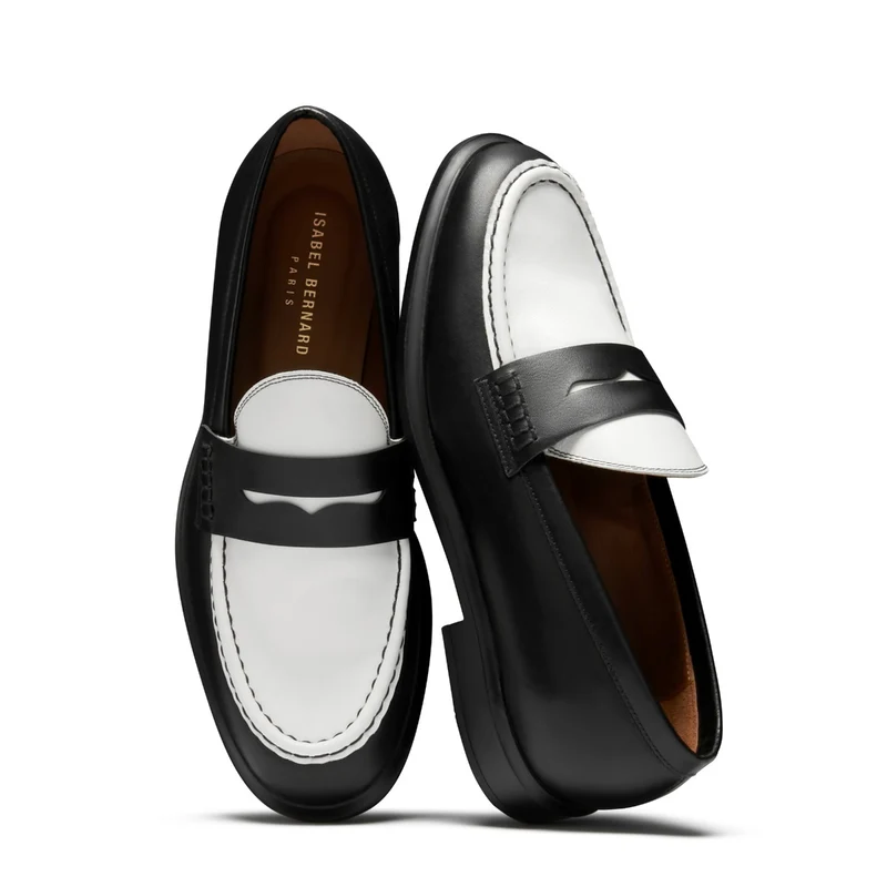 Isabel Bernard Vendôme Blandine Zwart en Wit Kalfsleren Loafers IB51015-10176-37