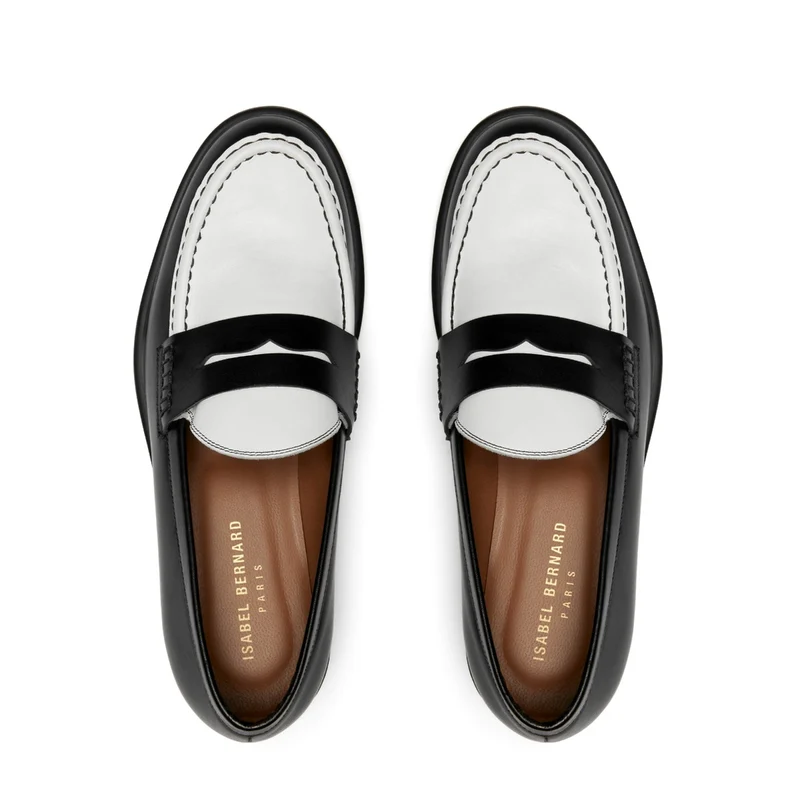 Isabel Bernard Vendôme Blandine Zwart en Wit Kalfsleren Loafers IB51015-10176-37
