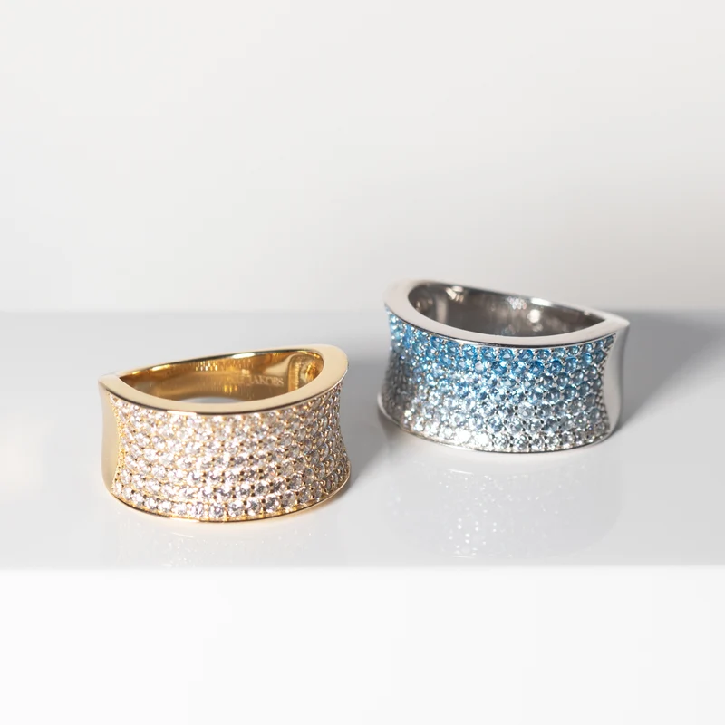 Sif Jakobs Felline Concavo 925 Sterling Zilveren Ring SJ-R2393-CZ-YG-58 Met 18 Karaat Gouden Plating