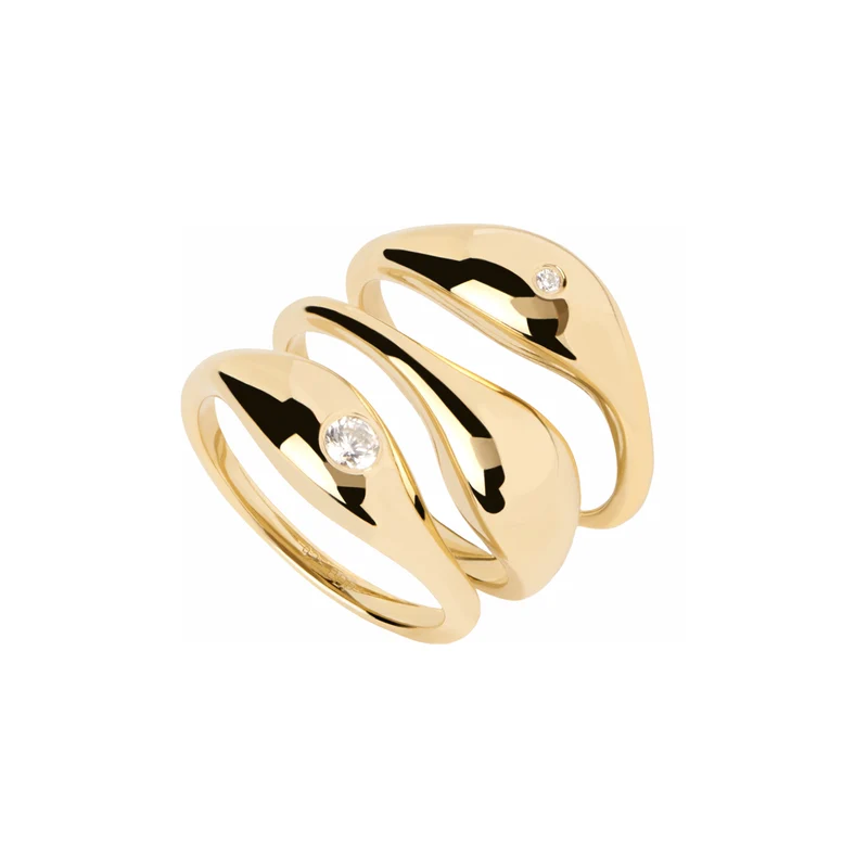 P D Paola The New Essentials 925 Sterling Silver Ring AN01-994-10 Gold Plated