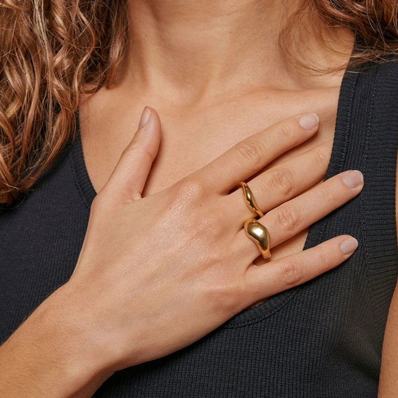 ENAMEL Copenhagen Agnete Small 925 Sterling Zilveren Ring Gold Plated R74G-52