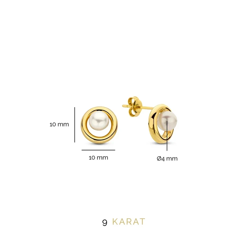 Beloro Jewels Monte Napoleone Perla 9 Karaat Oorknoppen BO360039