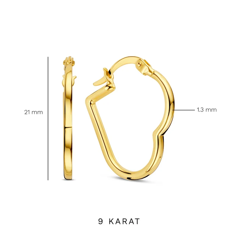 Beloro Jewels Della Spiga Luna 9 Karaat Hartjes Oorbellen BO360081