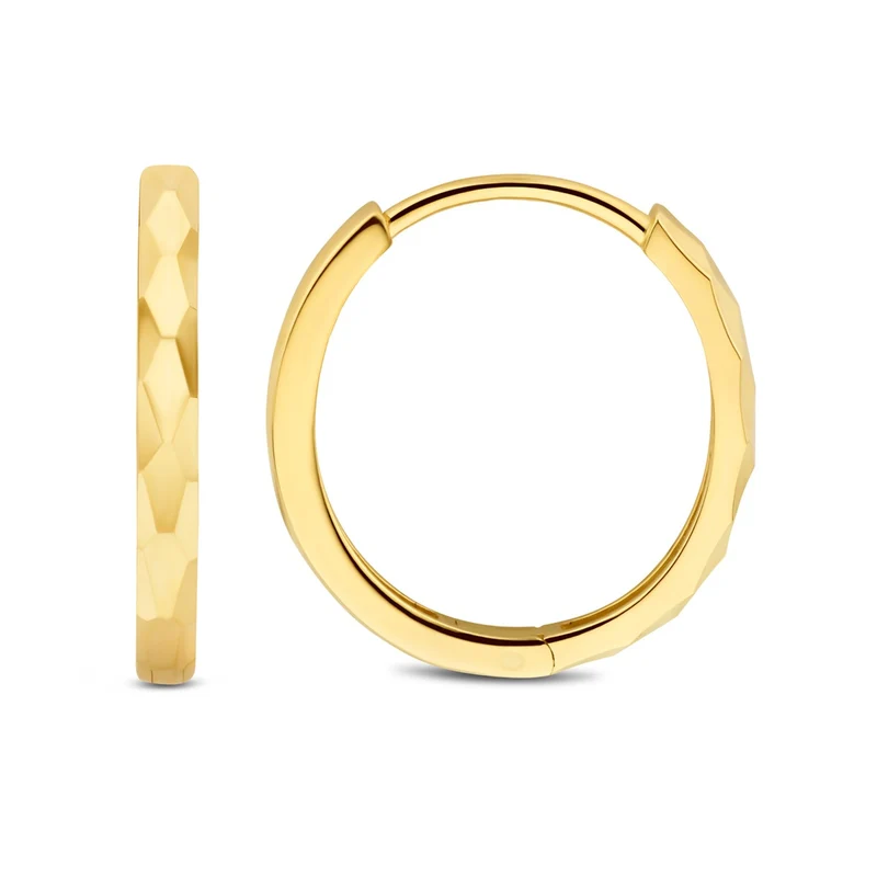 Beloro Jewels Quadrilatero d'Ora Marina 9 karaat oorringen met diamond cut BO360091