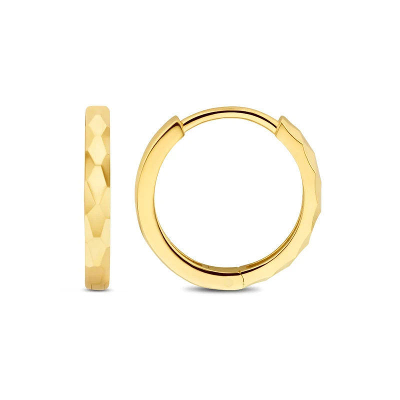 Beloro Jewels Quadrilatero d'Ora Marina 9 karaat oorringen met diamond cut BO360090