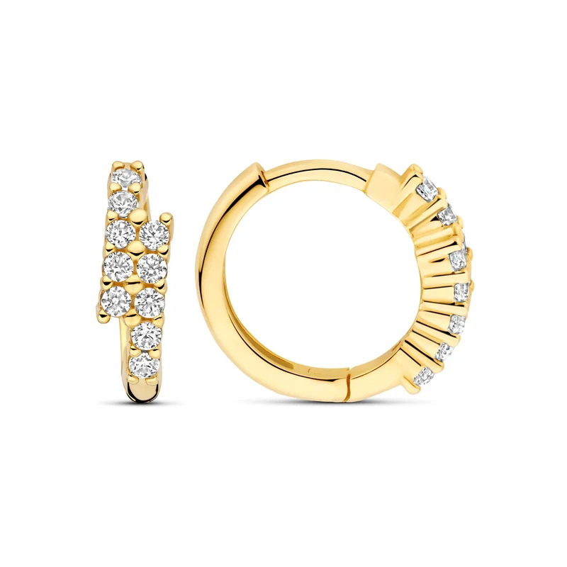 Beloro Jewels Monte Napoleone Joley 9 karaat oorringen met zirkonia stenen (9,7 mm) BO360117