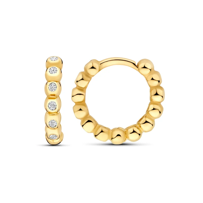 Beloro Jewels Monte Napoleone Elena 9 karaat oorringen met zirkonia steentjes (8,3 mm) BO360114