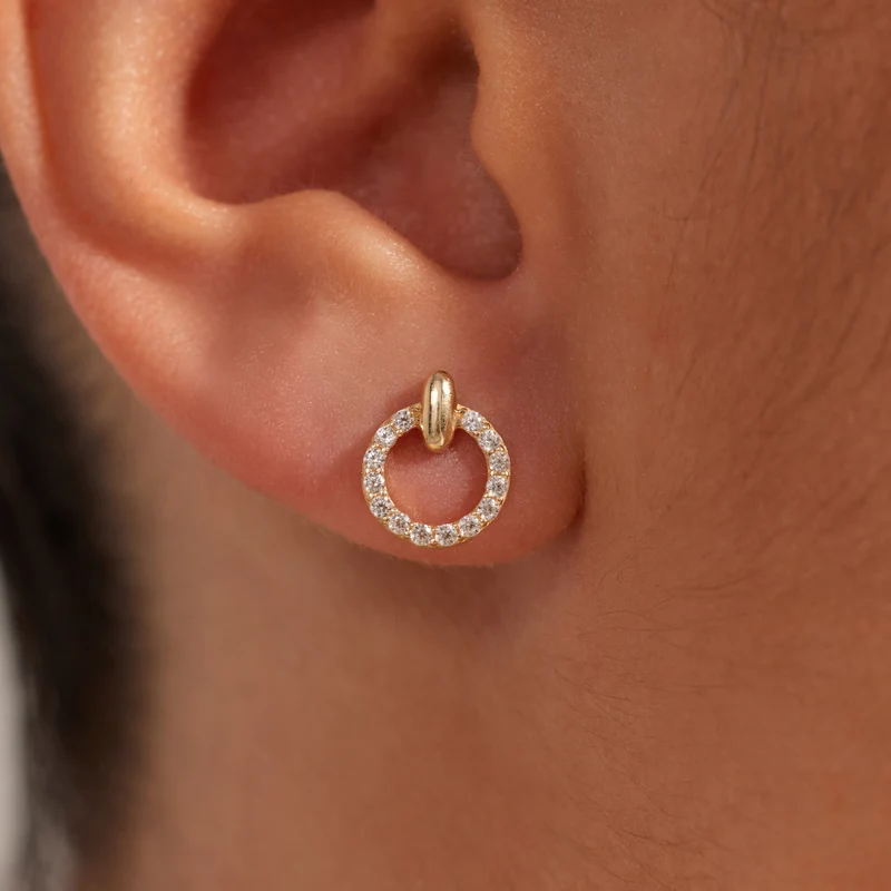 Beloro Jewels Monte Napoleone Irene 9 karaat oorknoppen met zirconia stenen BO360124