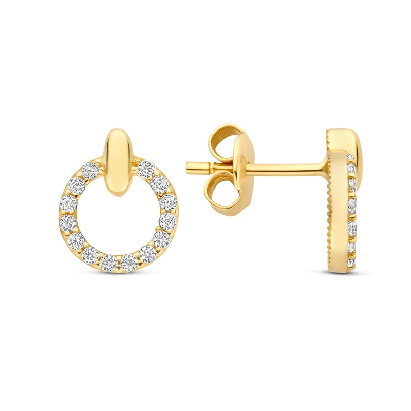 Beloro Jewels Monte Napoleone Irene 9 karaat oorknoppen met zirconia stenen BO360124
