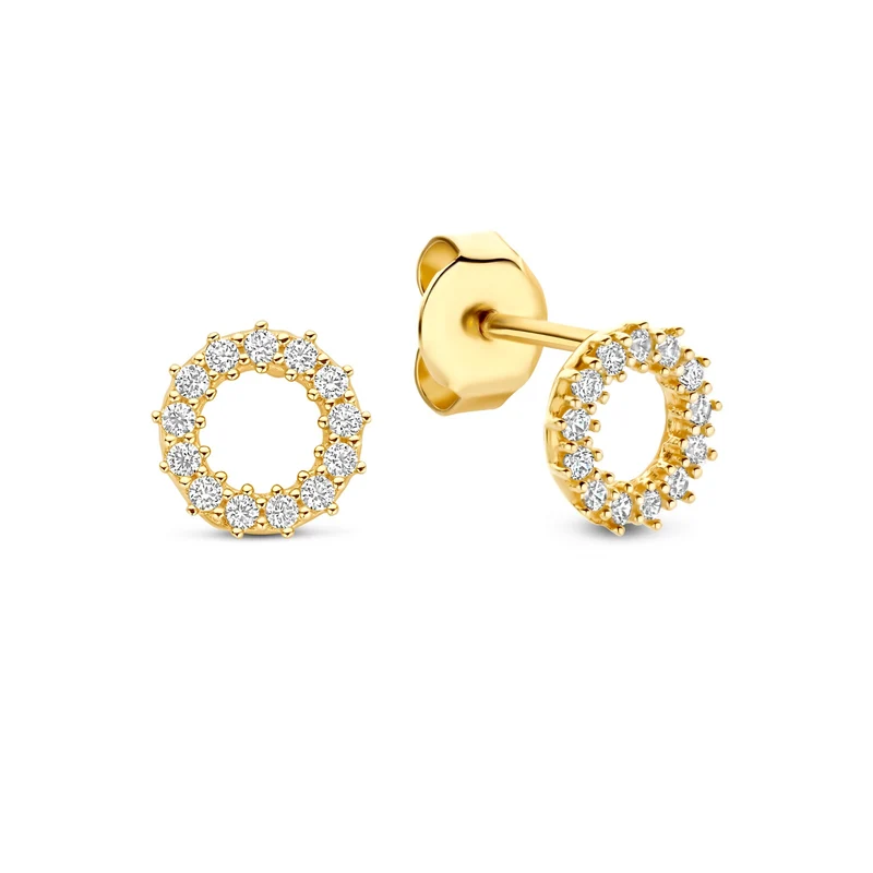 Beloro Jewels Monte Napoleone Ivet 9 karaat Oorknoppen met zirkonia steentjes BO360122
