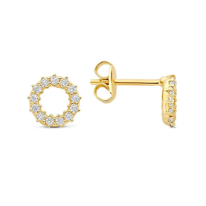 Beloro Jewels Monte Napoleone Ivet 9 karaat Oorknoppen met zirkonia steentjes BO360122